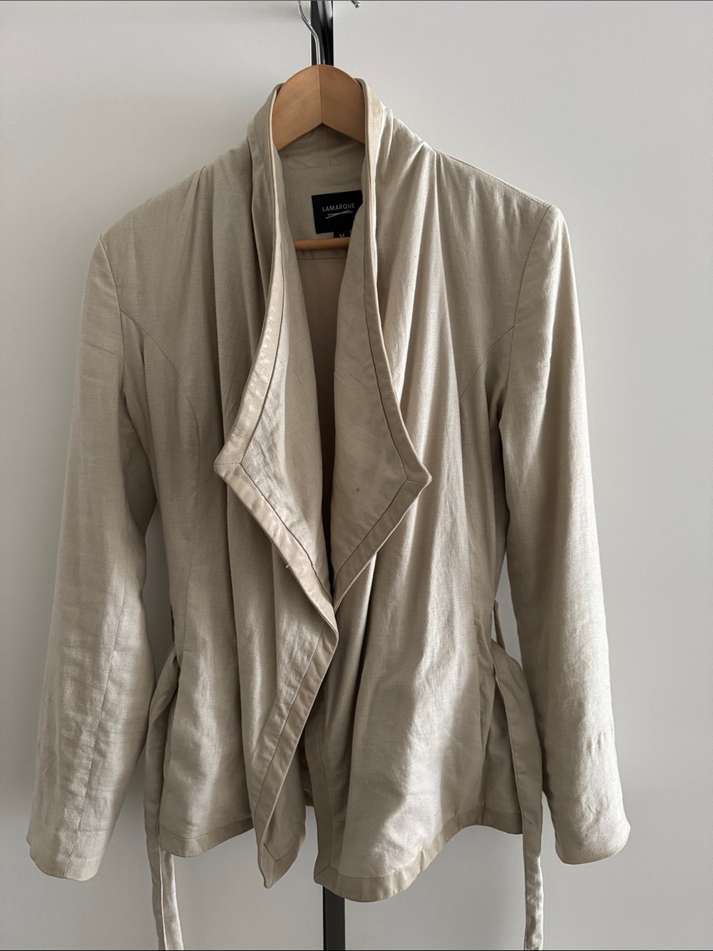Lamarque New York Linen Draped Open-Front Blazer Jacket (fully lined)